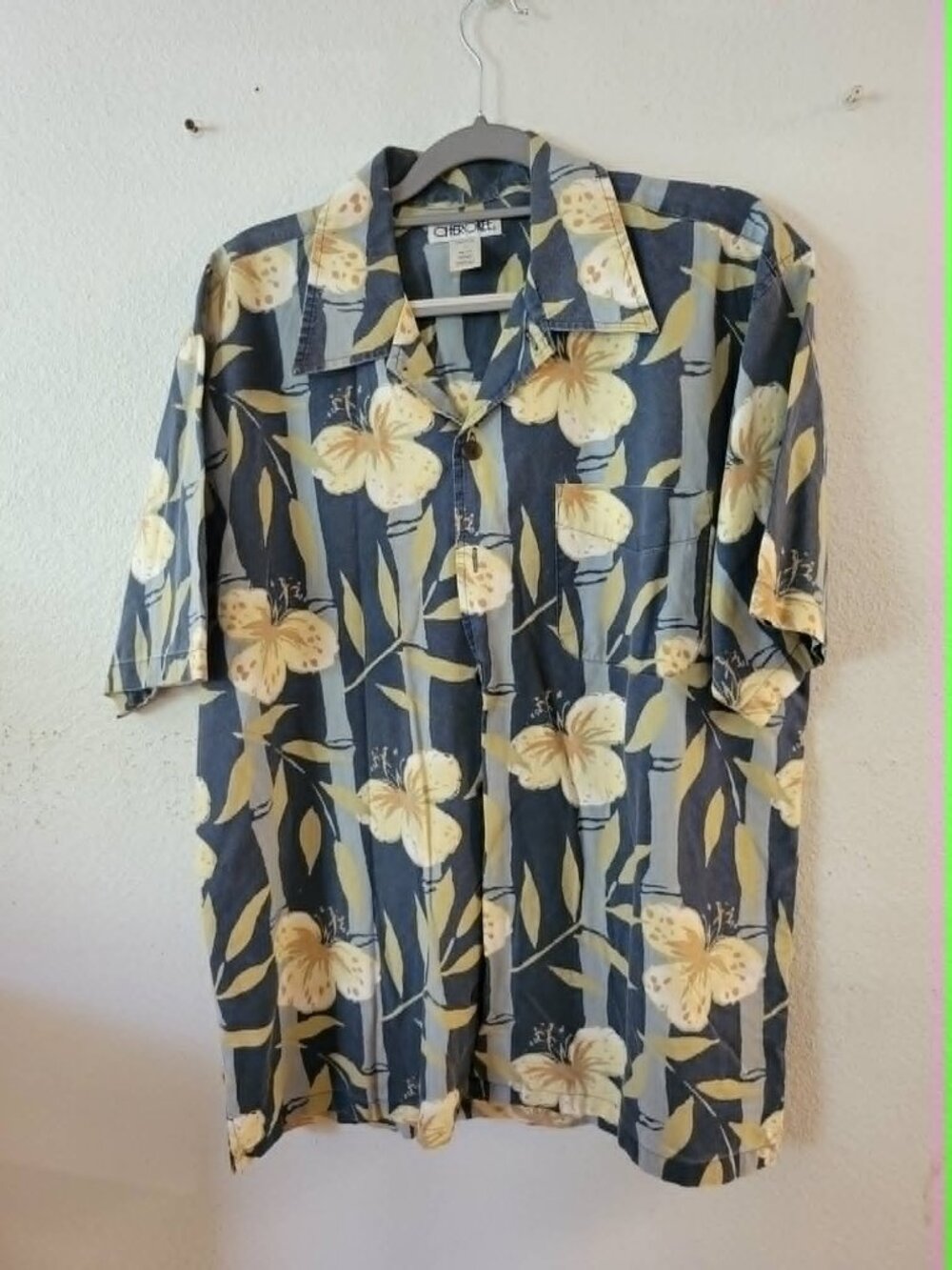 Cherokee Waikiki Wear Men's Hawaiian Floral Shirt Size L 100% Cotton #261